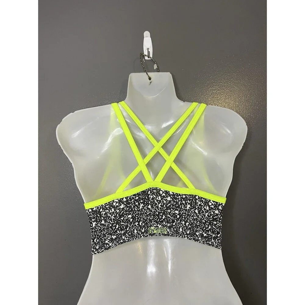 PINK Victoria's Secret Sports Bra Womens XS Multicolor Neon Push Up Crossback